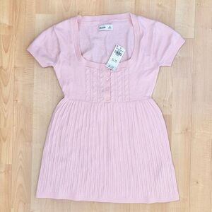 Hollister | Light Pink Short Sleeve Henley Babydoll Top